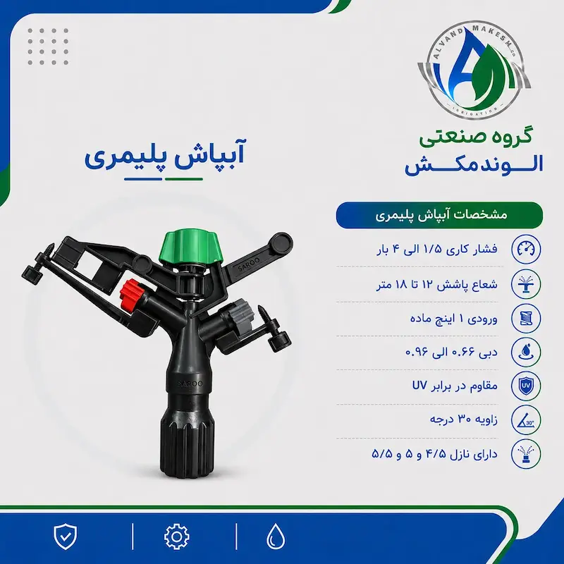 آبپاش تمام دور پلیمری سارو مشکی