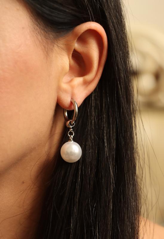 گوشواره حلقه ای آویز مروارید