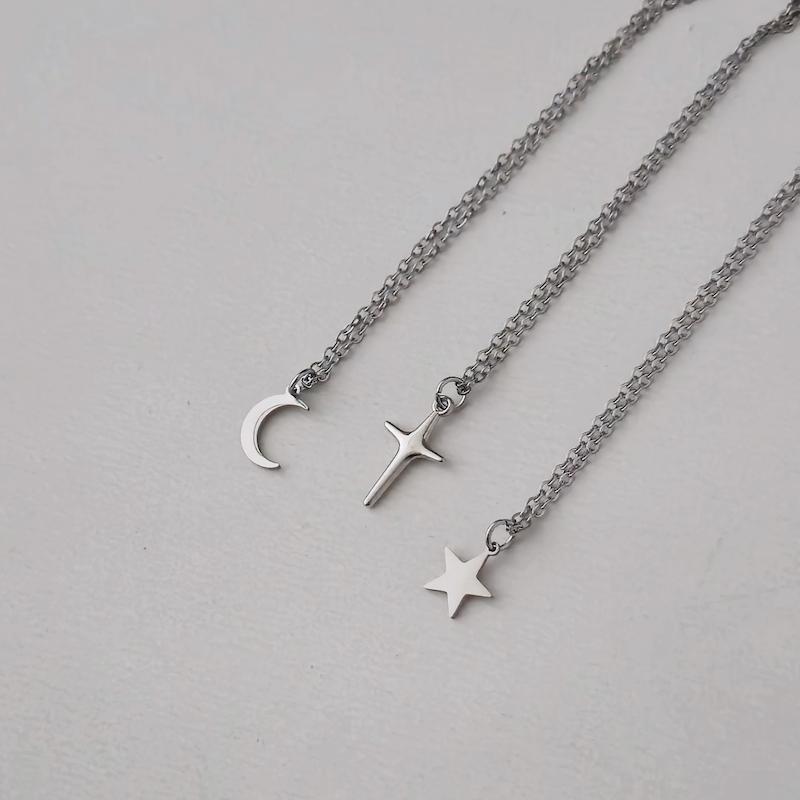 گردنبند استیل اجرام آسمانی ماه / ستاره یا اسپارکل