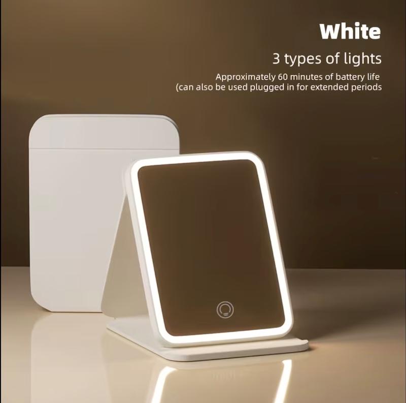 آینه آرایشی تاشو با نور LED سه حالته