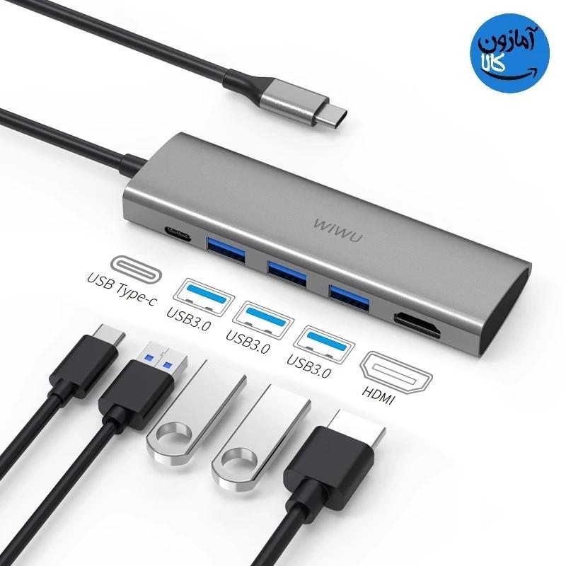 هاب 5 پورت به تایپی سی برند WIWU مدل A531H