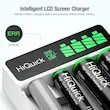 شارژر باتری HiQuick با 4 اسلات LCD برای باتری‌های قابل شارژ Ni-MH نیکل-کادمیوم قلمی (AA) و نیم‌قلمی (AAA)، ورودی Type-C و Micro USB، قابلیت شارژ سریع، فناوری تشخیص هوشمند