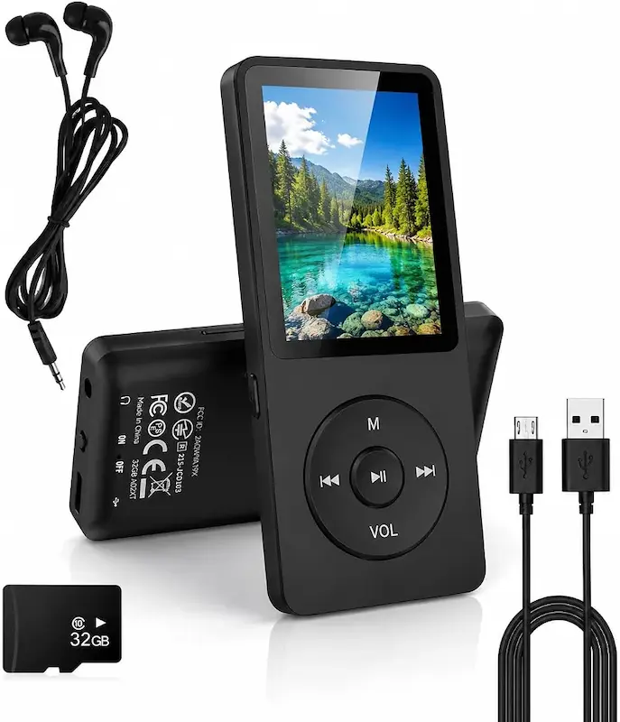 mp3 پلیر 32کیگابایتی برند Raitwahl بلوتوث 5.0 با بلندگوهای HD، صفحه نمایش رنگی TFT 1.8 اینچ، 