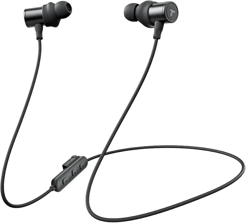 هدفون‌ ورزشی گردنی برندTRUEFREEمدل HD-100، هدفون‌ بی‌سیم با درایور دو آهنربایی 11 میلی‌متری، باتری 20 ساعته، ضد آب IP67، شارژ سریع، حذف نویز، تأخیر کم، اکولایزر برنامه