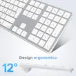 کیبورد بی‌سیم بلوتوث OMOTON مدلkb515 طرح‌بندی QWERTY ایتالیایی، نقره‌ای