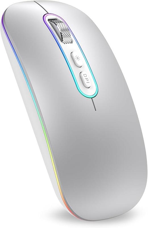ماوس بی‌سیمRGB قابل شارژ cimetech مدلM01، ماوس باریک ۲.۴ گیگاهرتز دارای 2مد اتصال، کلیک بی‌صدا، ۱۶۰۰ DPI برای
