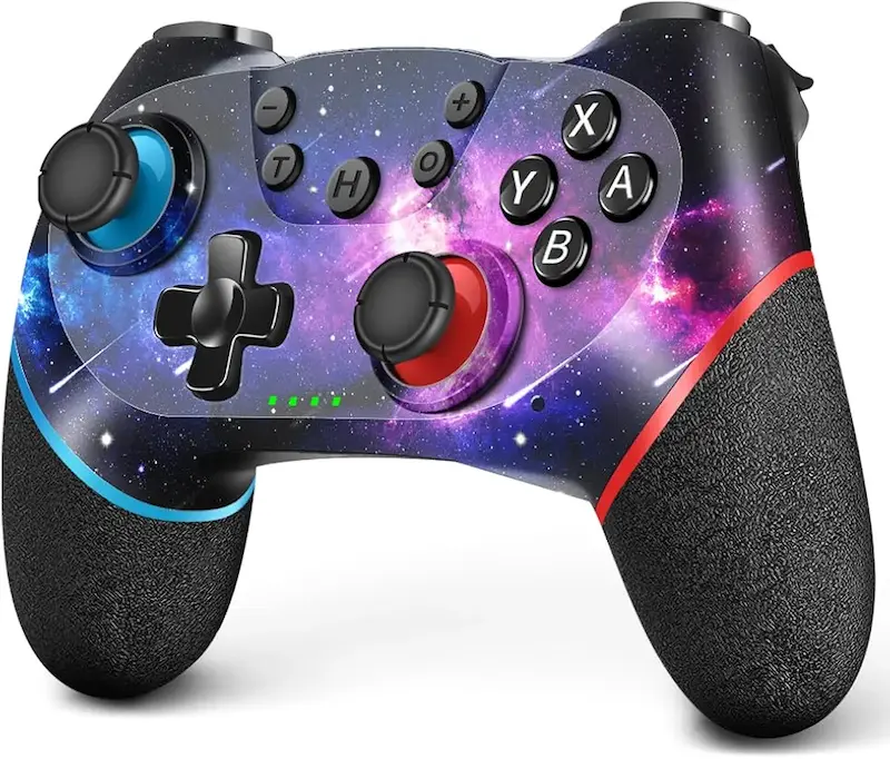 دسته بازی بی‌سیم برند ACE GAMER طرح کهکشانی برای سوییچ/سوئیچ لایت/سوئیچ OLED با قابلیت بیدارباش، جوی‌استیک گیم‌پد با ژیروسکوپ ۶ محوره