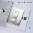 ماوس بلوتوث سایلنت برند Uiosmuph، قابل شارژ بی‌سیم USB C،   سه حالته BT5.1/5.0+2.4G، نشانگر باتری، گیرنده USB دو در یک نقره‌ای