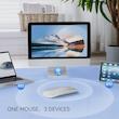 ماوس بلوتوث سایلنت برند Uiosmuph، قابل شارژ بی‌سیم USB C،   سه حالته BT5.1/5.0+2.4G، نشانگر باتری، گیرنده USB دو در یک نقره‌ای