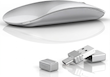 ماوس بلوتوث سایلنت برند Uiosmuph، قابل شارژ بی‌سیم USB C،   سه حالته BT5.1/5.0+2.4G، نشانگر باتری، گیرنده USB دو در یک نقره‌ای
