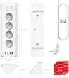پریز گوشه‌ای 4 USB با کلید و 4پریز برند SUDEERY، پریز رومیزی محافظ نوسان برق با کابل 3 متری برای آشپزخانه (سفید)