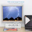 پریز گوشه‌ای 4 USB با کلید و 4پریز برند SUDEERY، پریز رومیزی محافظ نوسان برق با کابل 3 متری برای آشپزخانه (سفید)