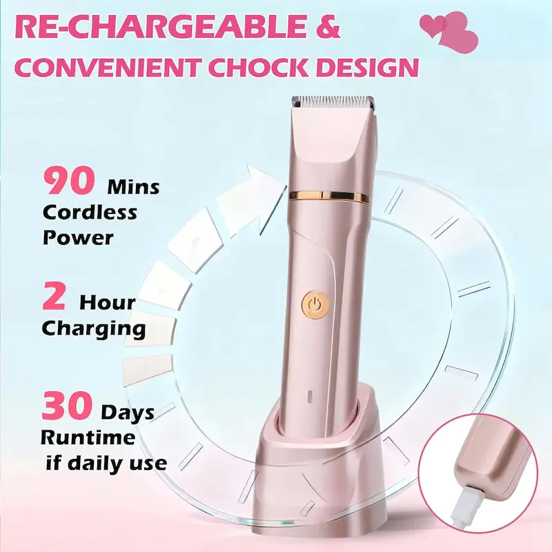  ماشین اصلاح  ۲ در ۱ بدن و صورت زنانه،مدل TC-017 اصلاح‌کننده برقی ضد آب و قابل شارژ با USB و تیغه سرامیکی، مناسب برای اصلاح صورت، پا، بیکینی و بدن،