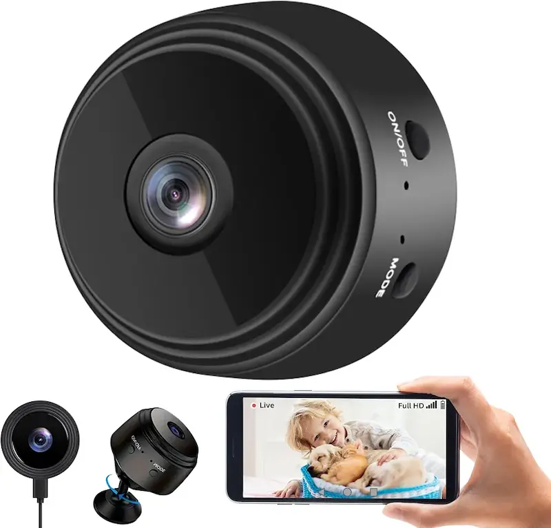 مینی دوربین A9 وای‌فای امنیتی دوربین مداربسته مخفی HD 1080P با دید در شب، تشخیص حرکت و دسترسی از راه دور به برنامه - نظارت بی‌سیم برای خانه، دفتر و نظارت داخلی