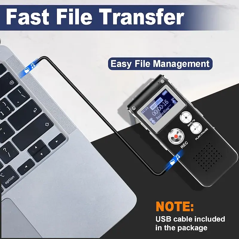 ضبط صوت دیجیتال 64 گیگابایتی، برندEVISTER مدلL-169 ضبط صوت HD با کیفیت ۳۰۷۲ کیلوبیت بر ثانیه و قابلیت پخش ، قابلیت کاهش نویز هوشمند ۷ سطحی با عمر باتری ۳۰ ساعت