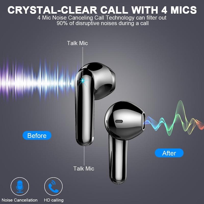 هدفون Drsaec مدلi52 بلوتوث ۵.۳ (۲۰۲۴) حذف نویز با استریو ۵۰H Hifi، هدست ضد آب IP7، USB-C، نمایشگر LED-کپی