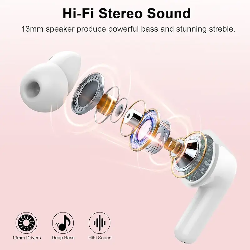 هدفون بلوتوث Donerton، مدل I66هدفون بلوتوث استریو HiFi با میکروفون، هدفون بی‌سیم با نمایشگر LED، هدفون بلوتوث داخل گوشی با قابلیت حذف نویز، هدفون بی‌سیم ضد آب IP7