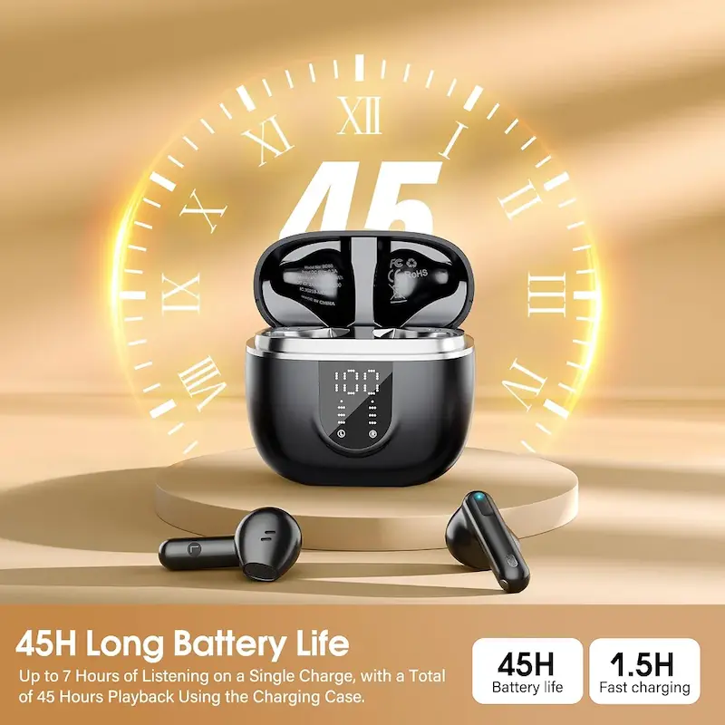 هدفون استریو بلوتوث ۵.۴ HiFi،برند ZHINDVIS مدل BD88 هدست بلوتوث بی‌سیم ۴۵H با کاهش نویز ENC، صفحه نمایش LED، کنترل لمسی،