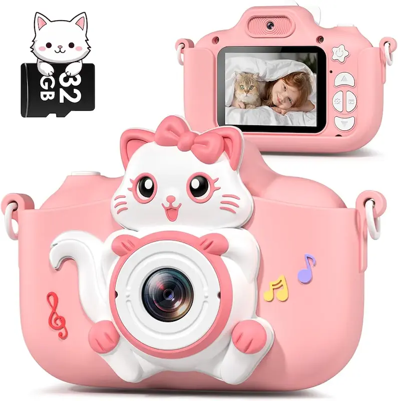 دوربین کودک Gofunly مدل c18 برای کودکان با کارت SD 32 گیگابایت، فیلم‌برداری 1080P، 