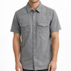 پیراهن آستین کوتاه کتان دو جیب رنگ خاکستری