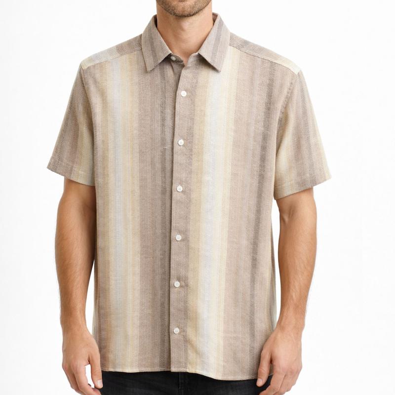 پیراهن آستین کوتاه کنفی رنگ کرم