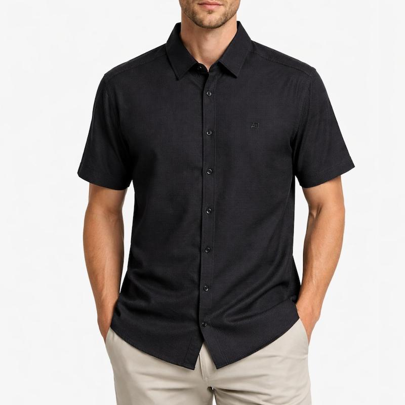 پیراهن آستین کوتاه لینن رنگ مشکی