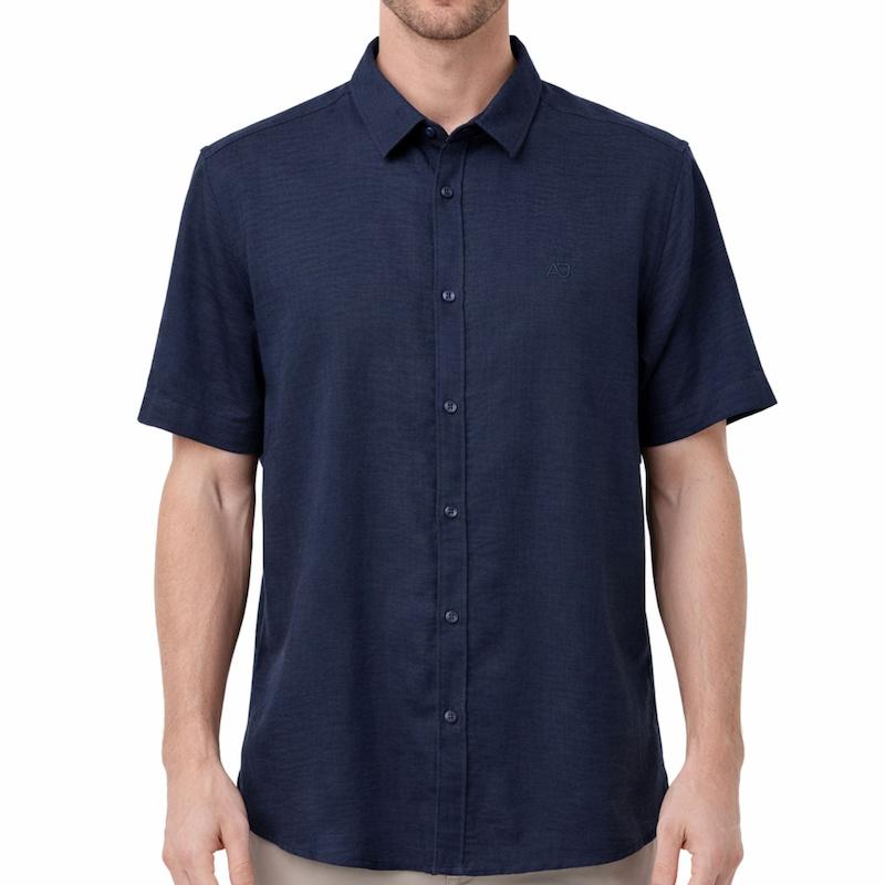 پیراهن آستین کوتاه لینن رنگ سرمه ای