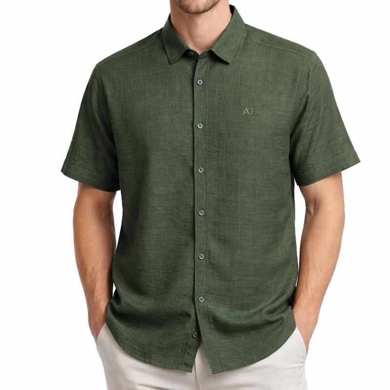 پیراهن آستین کوتاه لینن رنگ سبز