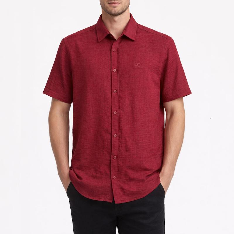 پیراهن آستین کوتاه لینن رنگ قرمز