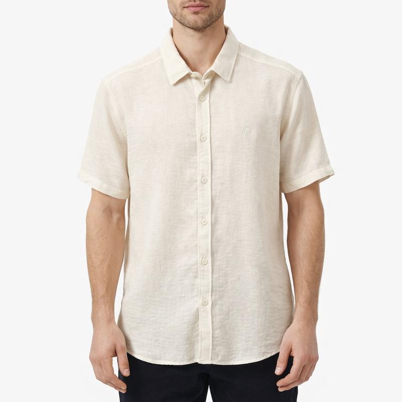 پیراهن آستین کوتاه لینن رنگ کرم