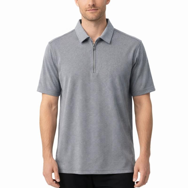 تیشرت نیم زیپ رنگ طوسی