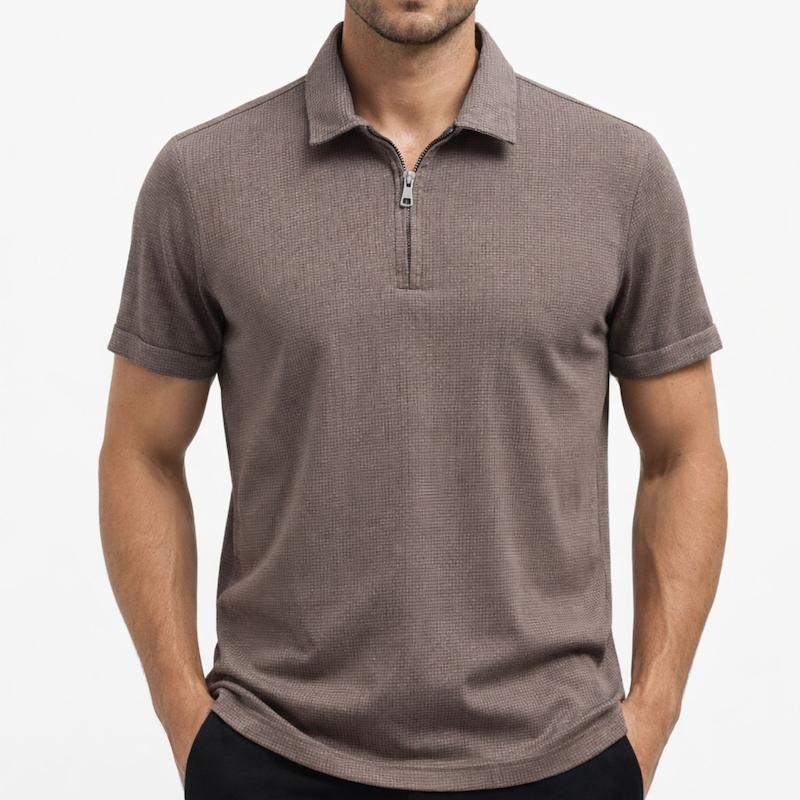 تیشرت نیم زیپ رنگ قهوه ای