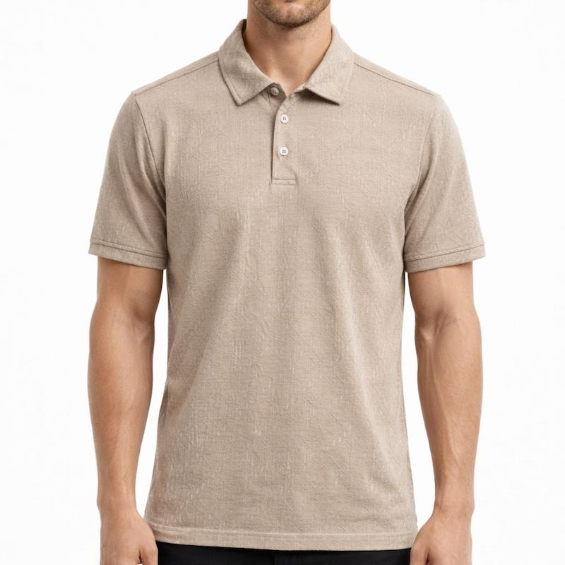 تیشرت سه دکمه رنگ کرم