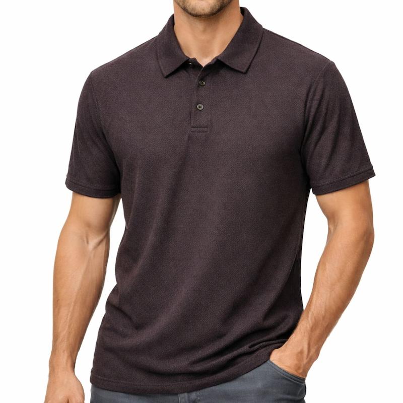 تیشرت سه دکمه رنگ قهوه ای