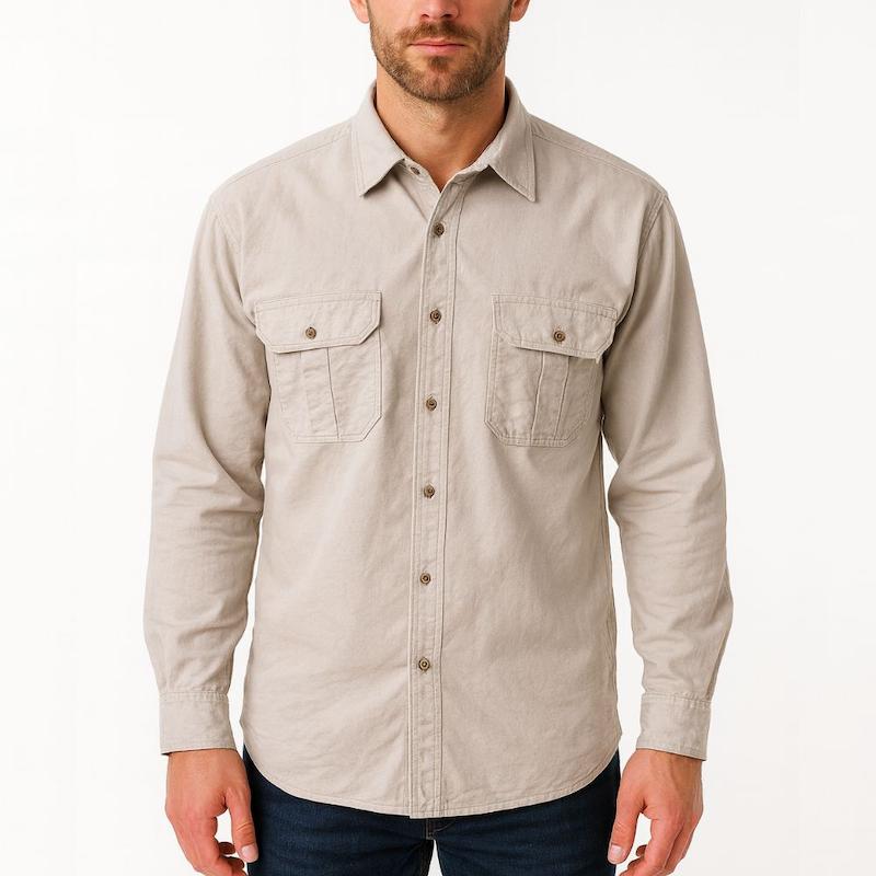 پیراهن کتان دو جیب رنگ طوسی