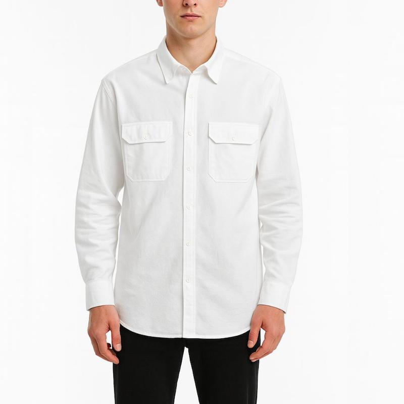 پیراهن کتان دو جیب رنگ سفید