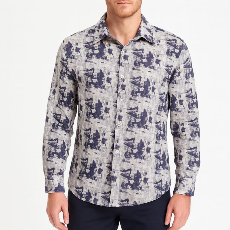 پیراهن پنبه طرحدار رنگ سرمه ای