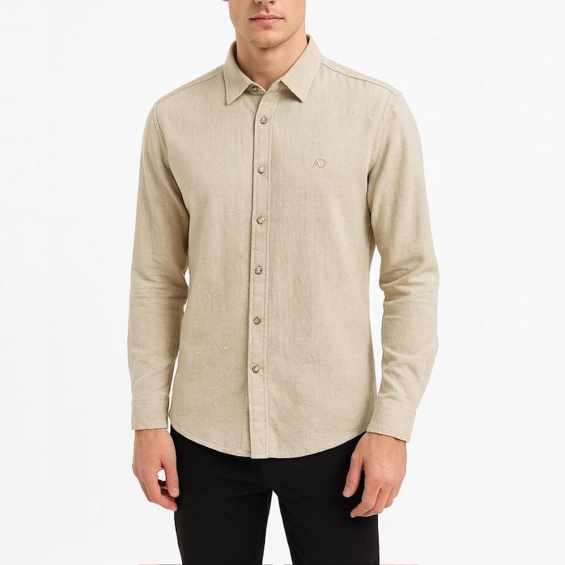 پیراهن لینن رنگ کرم