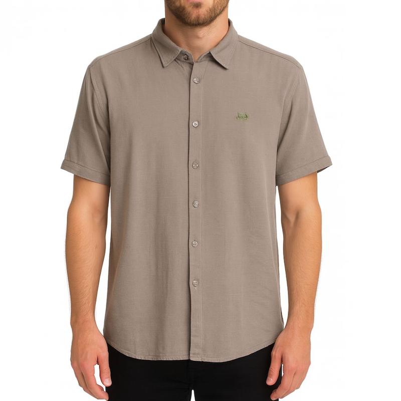 پیراهن آستین کوتاه لینن رنگ موکا