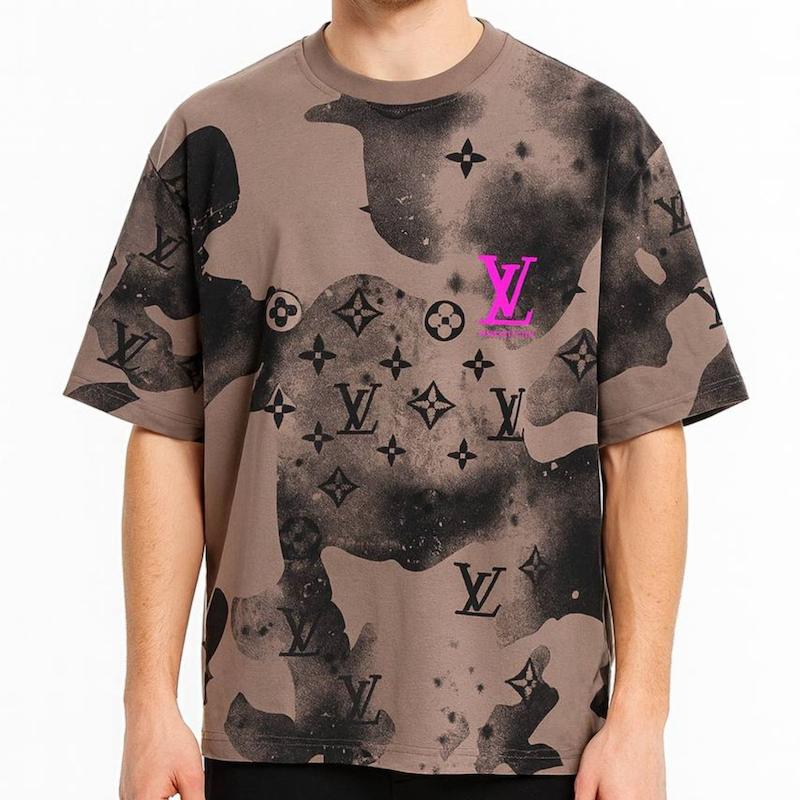 تیشرت باکسی لویی ویتون رنگ قهوه ای