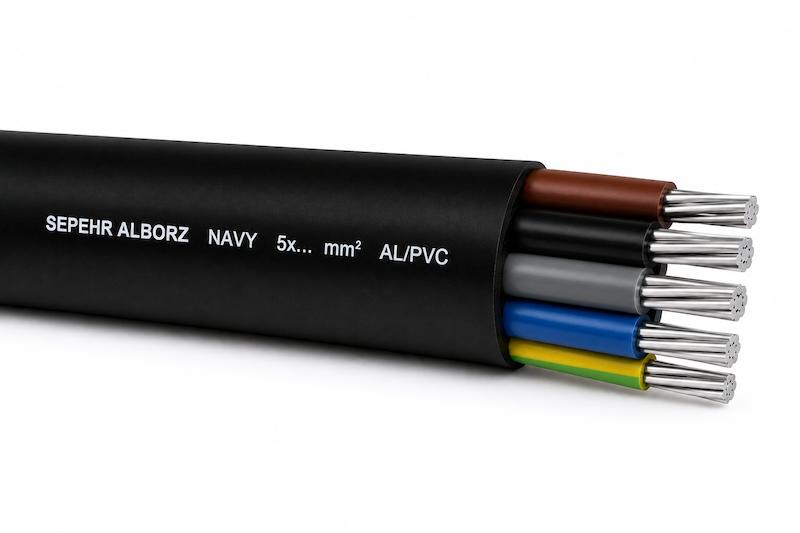 کابل مفتولی آلمینیوم PVC تیپ NAVY سپهر البرز 5 رشته