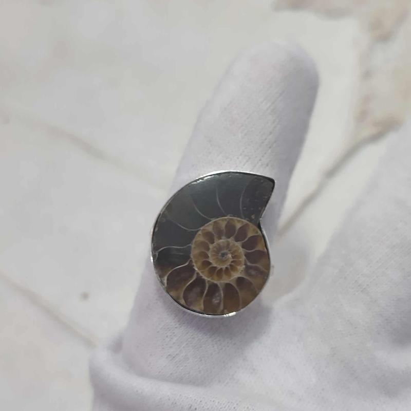 انگشتر آمونیت با رکاب نقره کد 2