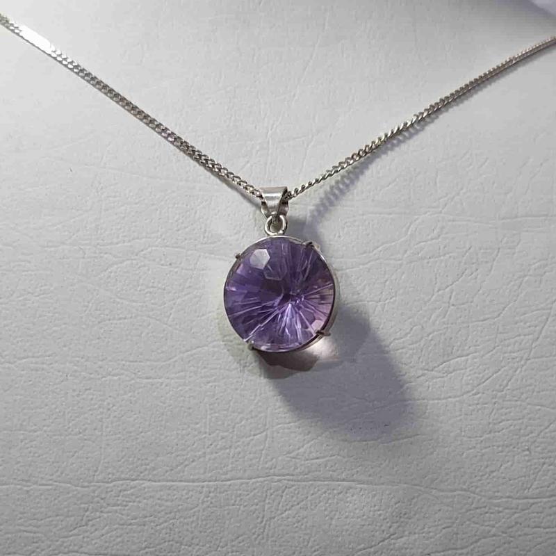 گردنبند نقره با سنگ آمیتیست جواهری (بدون زنجیر)