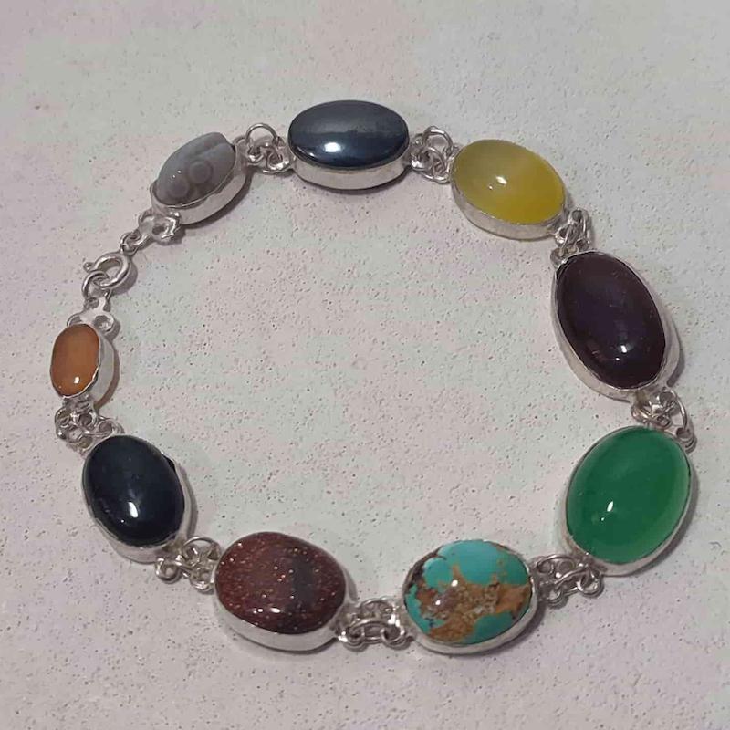 دستبند نقره ام البنین کد 2 (9 سنگ)