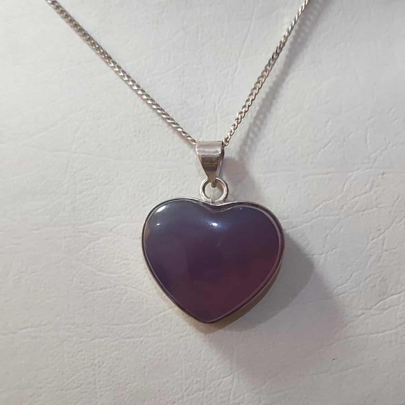 گردنبند نقره با سنگ عقیق سوسنی قلبی (بدون زنجیر)