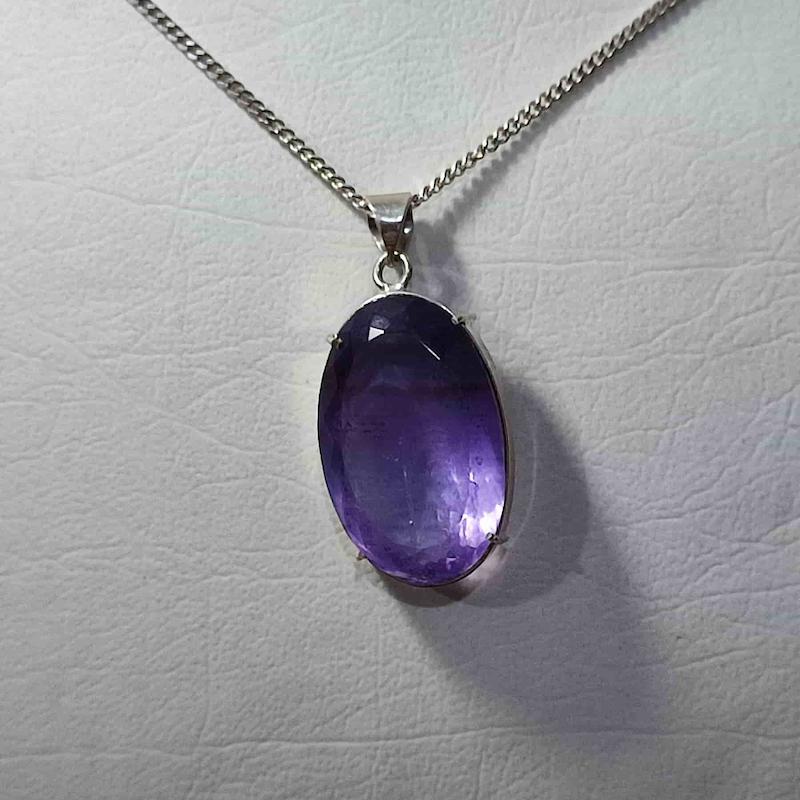 گردنبند نقره با سنگ آمیتیست جواهری 22 قیراطی (بدون زنجیر)