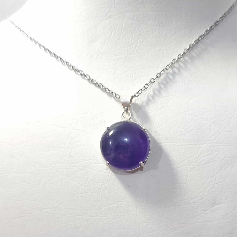 گردنبند نقره با سنگ آمیتیست (بدون زنجیر)
