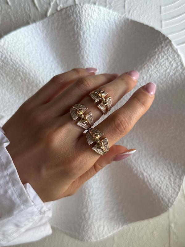 انگشتر پاپییون نگین دار 