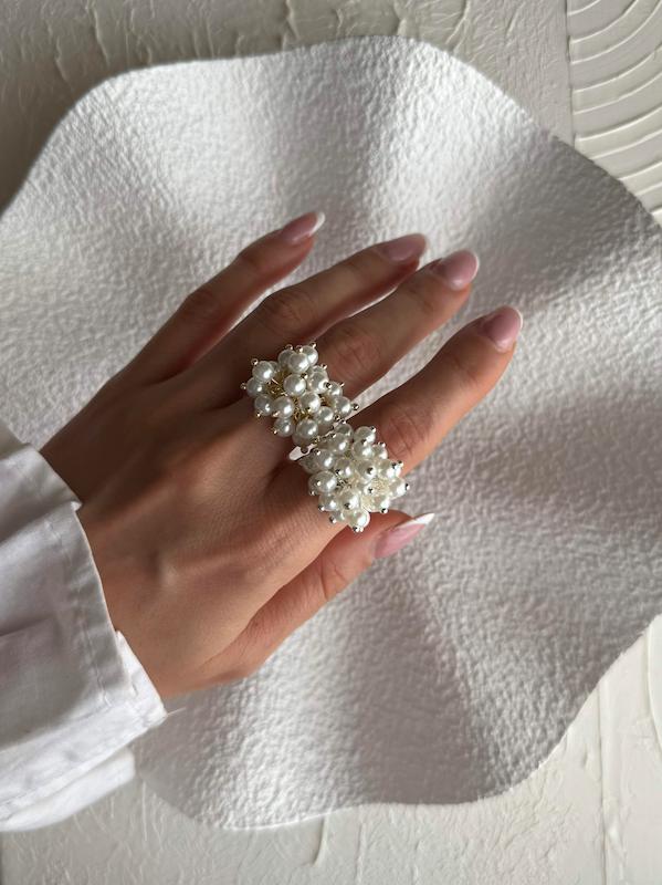 انگشتر خوشه مروارید سیلور و‌گلد 