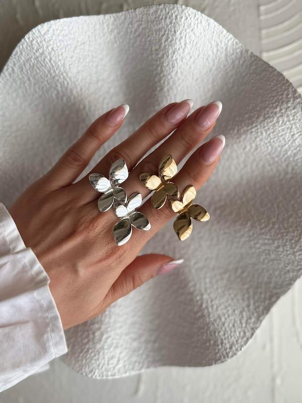 انگشتر دو انگشتی طرح گل